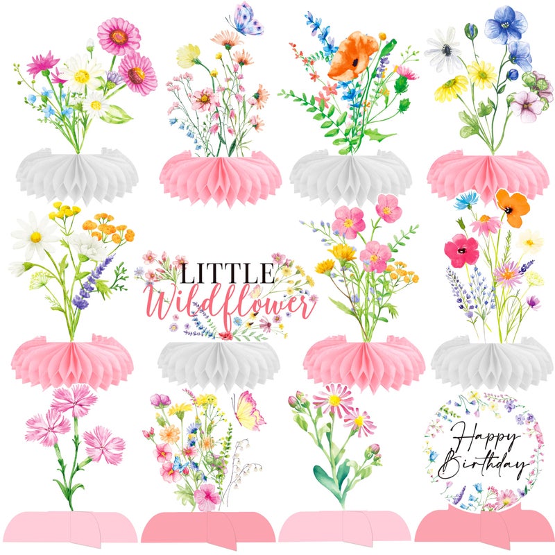 umoni Wildflowers Honeycomb Centerpieces Wildflower Birthday Table Decorations 12PCS Spring Wildflower Theme Table Centerpieces for Wedding Little Wildflowers Baby Shower Supplies - Image 1