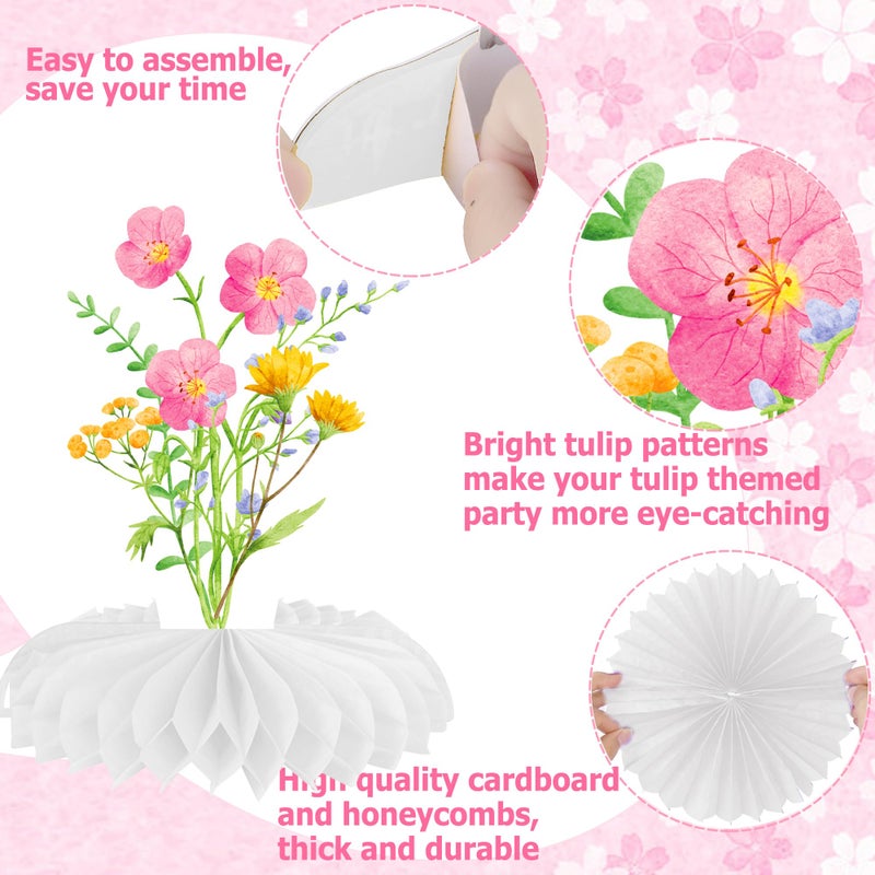 umoni Wildflowers Honeycomb Centerpieces Wildflower Birthday Table Decorations 12PCS Spring Wildflower Theme Table Centerpieces for Wedding Little Wildflowers Baby Shower Supplies - Image 3