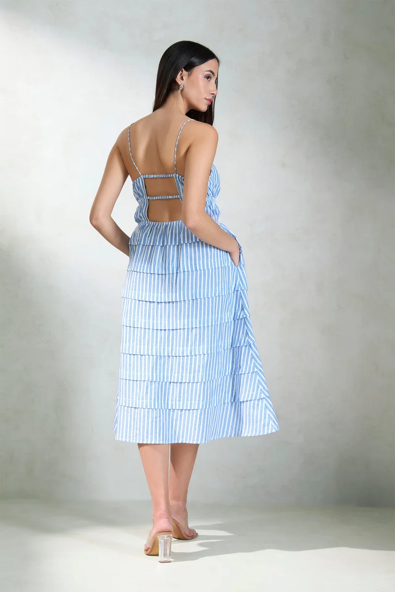 Virgio Striped Tiered Dress