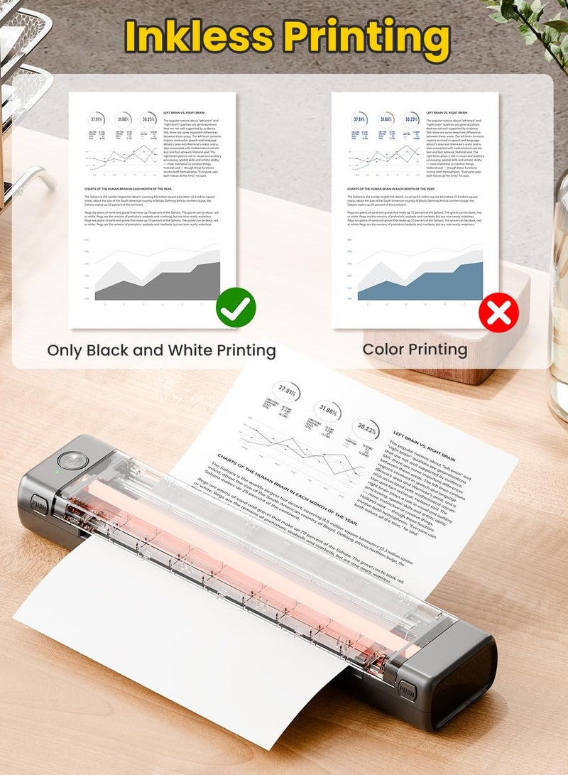 فوميمو طابعة حرارية محمولة مريحة M08F بدون حبر، تدعم البلوتوث للأجهزة المحمولة، متوافقة مع هواتف أندرويد وآيفون وأجهزة اللابتوب، تدعم ورق A4 بحجم 8.26" × 11.69" - Image 2