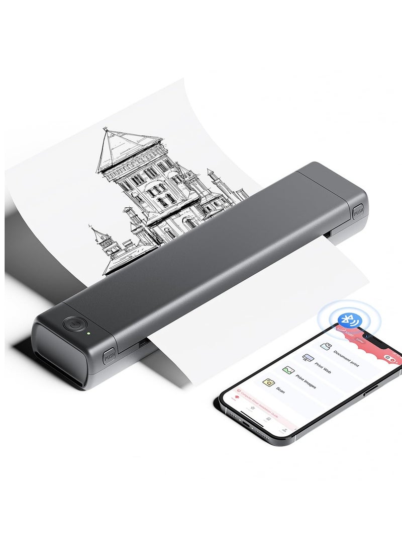 فوميمو طابعة حرارية محمولة مريحة M08F بدون حبر، تدعم البلوتوث للأجهزة المحمولة، متوافقة مع هواتف أندرويد وآيفون وأجهزة اللابتوب، تدعم ورق A4 بحجم 8.26" × 11.69" - Image 1