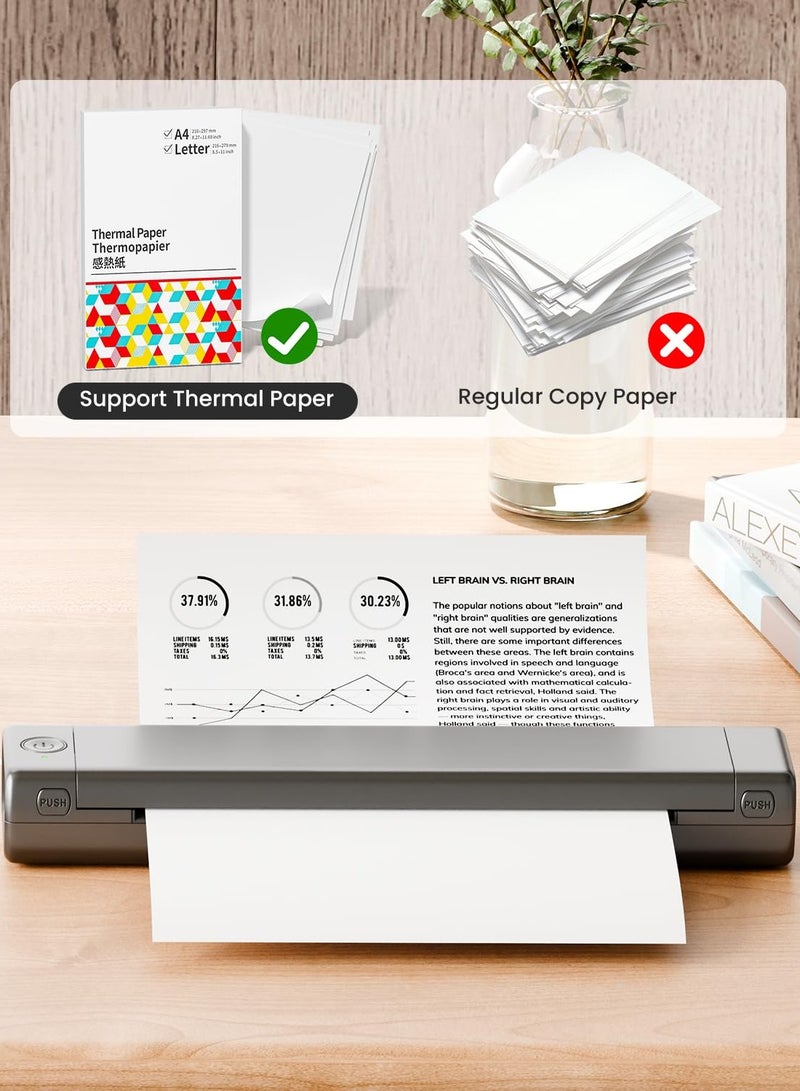 فوميمو طابعة حرارية محمولة مريحة M08F بدون حبر، تدعم البلوتوث للأجهزة المحمولة، متوافقة مع هواتف أندرويد وآيفون وأجهزة اللابتوب، تدعم ورق A4 بحجم 8.26" × 11.69" - Image 3