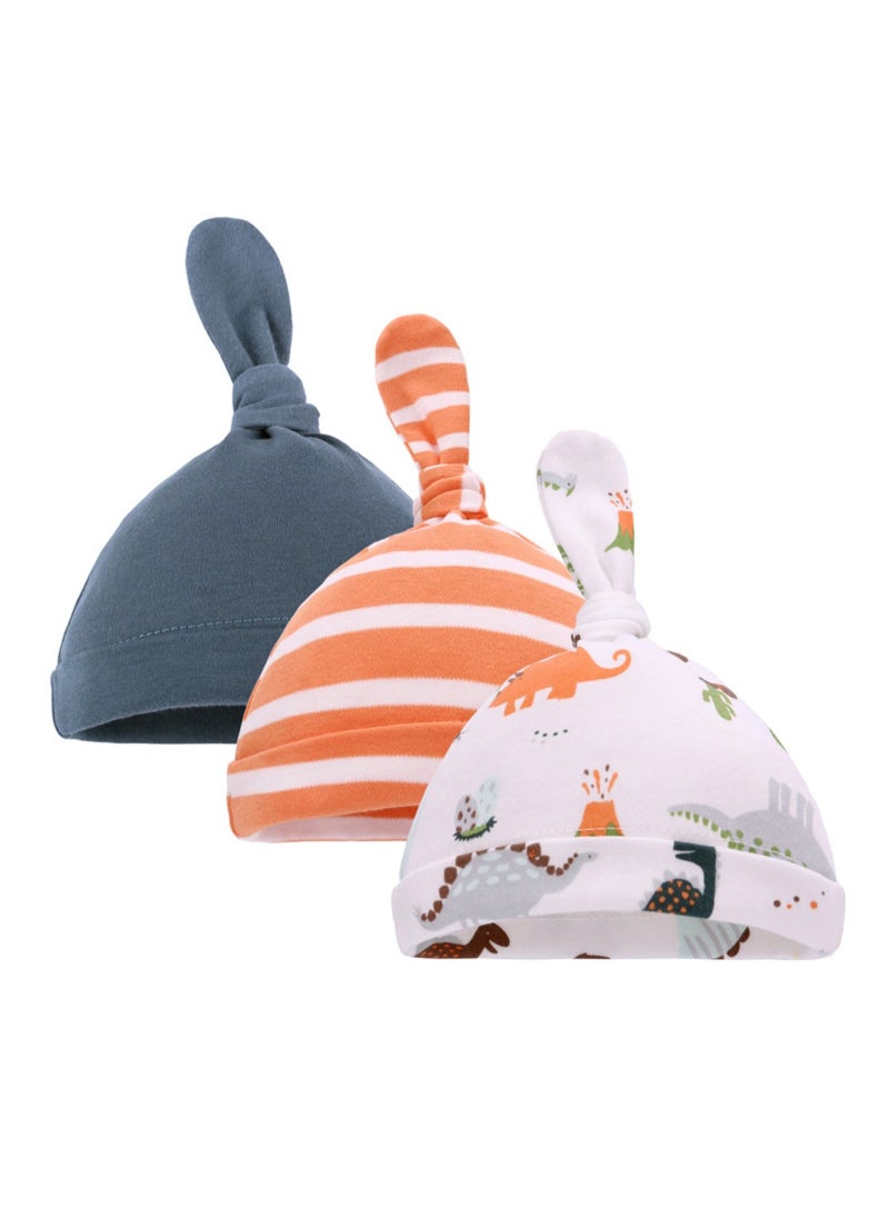 Loquat - Suitable For 0-6 Month Baby Soft Breathable Tire Cap 3 Pieces - Image 1