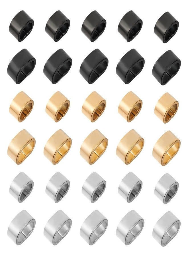 UNICRAFTALE 48pcs 3 Colors 2 Sizes Electrophoresis Stainless Steel Rectangle Slide Charm Large Hole Leather Cord Slider Loose Beads Wristband Locking Clips Beads Link Connector for Jewelry Making - Image 1