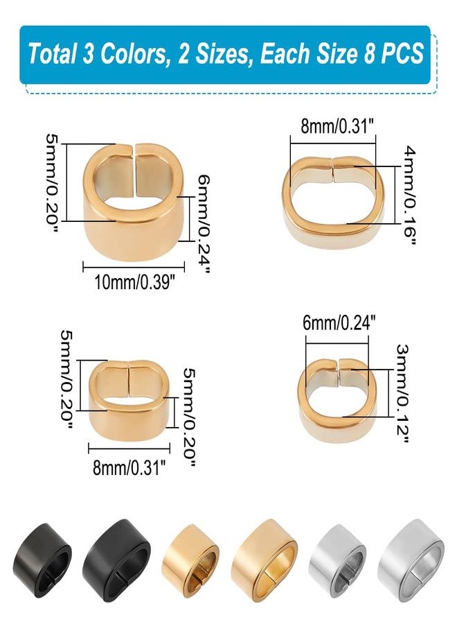 UNICRAFTALE 48pcs 3 Colors 2 Sizes Electrophoresis Stainless Steel Rectangle Slide Charm Large Hole Leather Cord Slider Loose Beads Wristband Locking Clips Beads Link Connector for Jewelry Making - Image 3