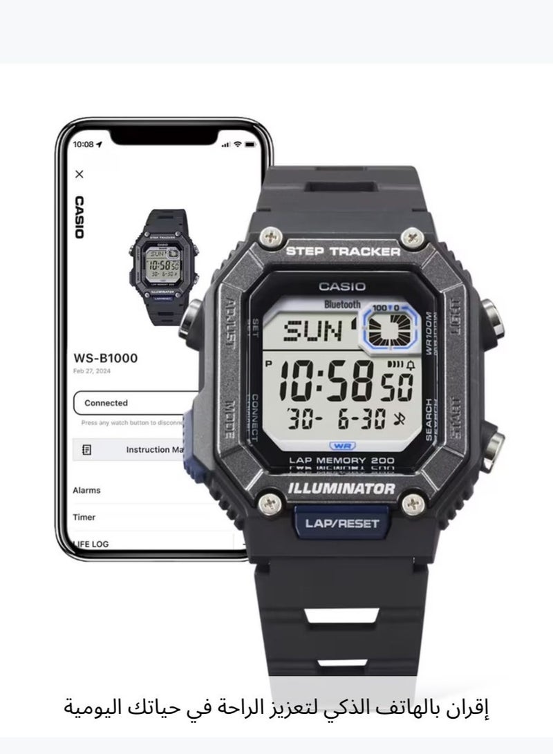 CASIO Digital Step Tracker Unisex Watch WS-B1000-1AVDF - Image 3