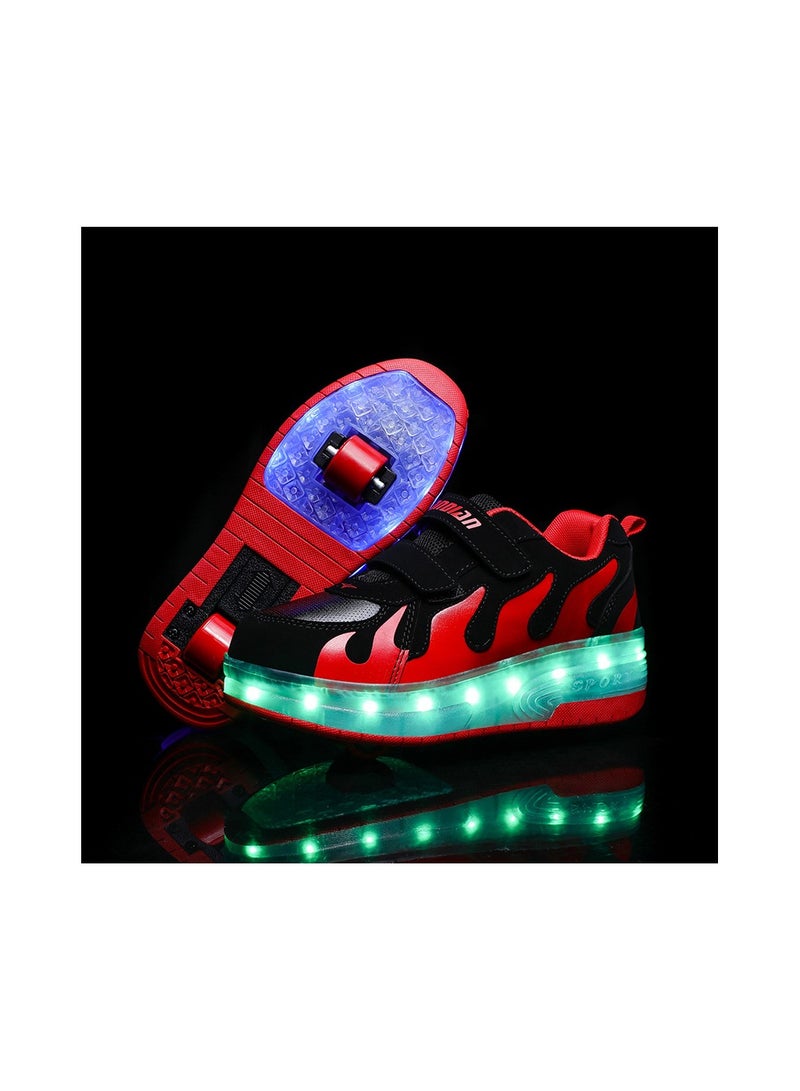 Loquat Breathability Roller Shoes USB Charge Girls Boys Sneakers with Wheels LED Roller Skates Shoes Multicolour  - Image 1