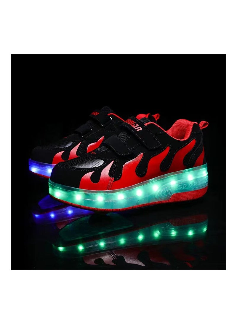 Loquat Breathability Roller Shoes USB Charge Girls Boys Sneakers with Wheels LED Roller Skates Shoes Multicolour  - Image 4