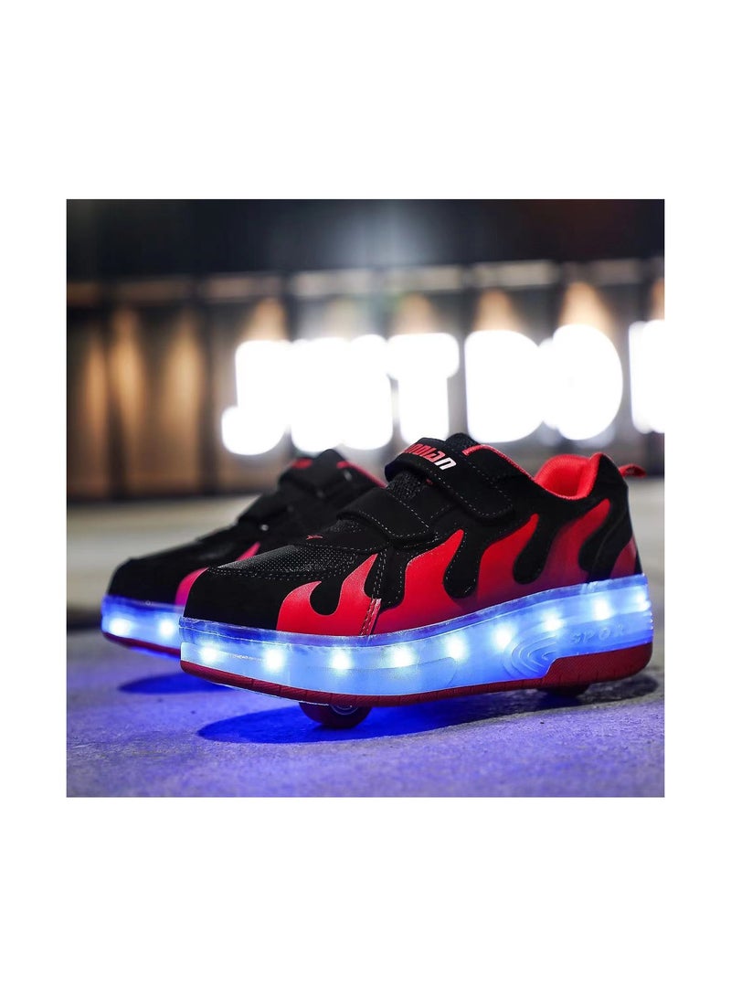Loquat Breathability Roller Shoes USB Charge Girls Boys Sneakers with Wheels LED Roller Skates Shoes Multicolour  - Image 3