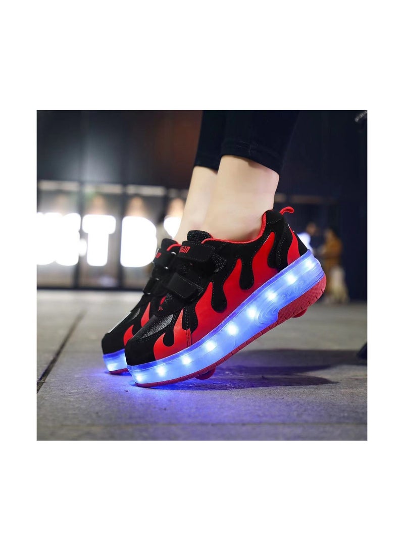 Loquat Breathability Roller Shoes USB Charge Girls Boys Sneakers with Wheels LED Roller Skates Shoes Multicolour  - Image 2