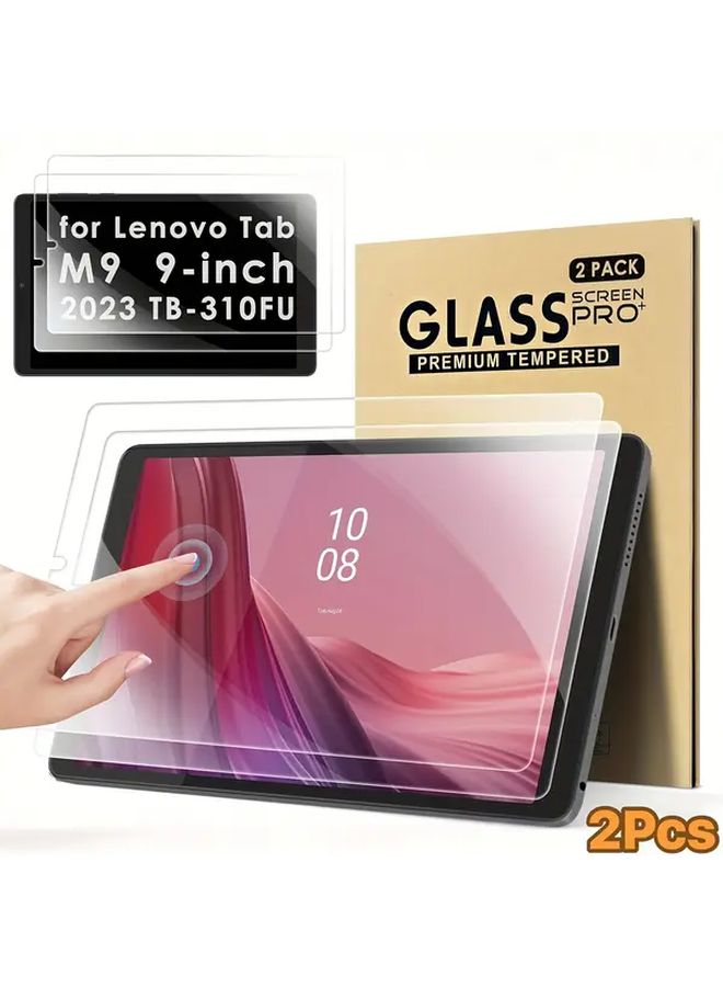 2 Pack Tempered Glass Screen Protector For Lenovo Tab M9 9 Inch 2023 9H Hardness HD Clear Scratch Resistant Bubble Free - Image 1