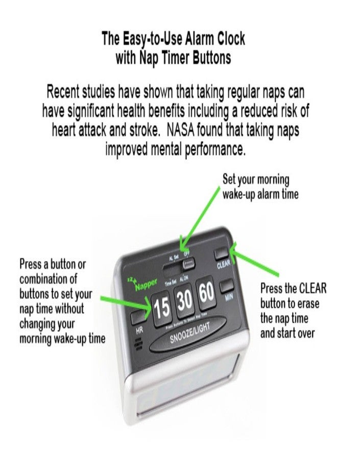 Napper Alarm Clock - Set your Own Nap Time! LCD Screen Display - Image 2