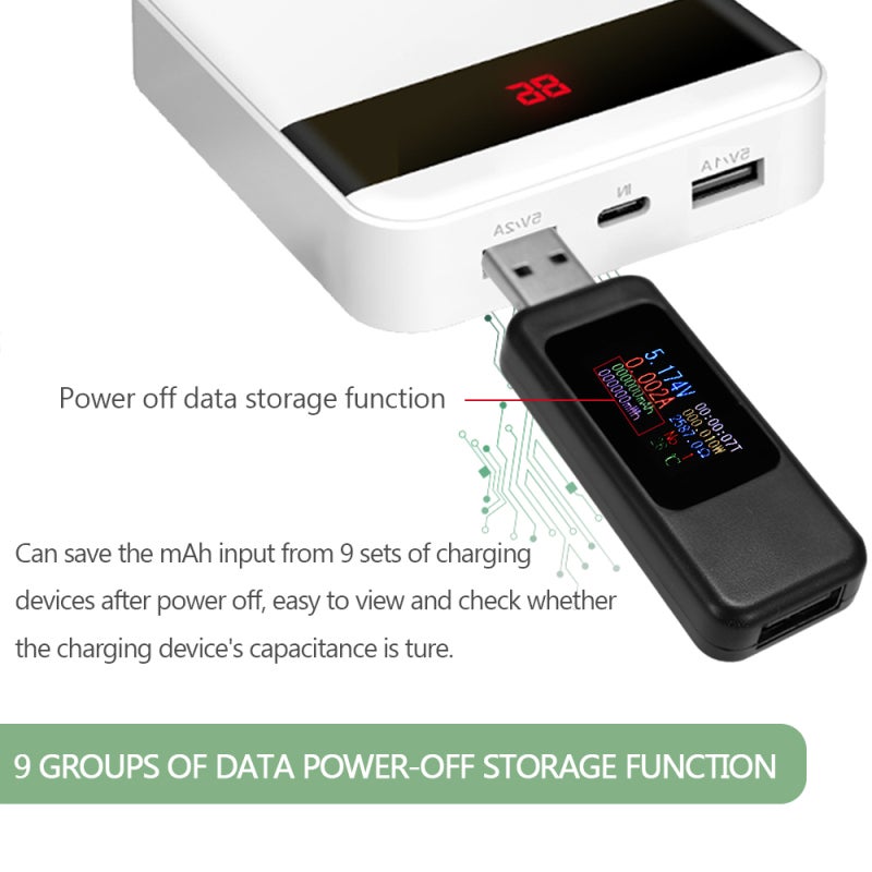 USB Tester Digital Display LCD Screen - 9 Groups Power-Off Data Storage Real-Time Voltage Current Capacity Monitor for USB Charging Devices - Image 5