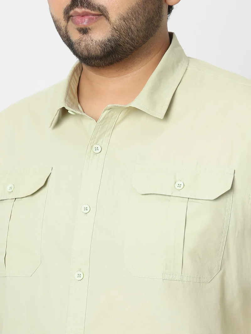 Urbano Fashion  Urbano Plus Men's Pastel Green Cotton Full Sleeve Regular Fit Casual Solid Shirt  | Best Price UAE