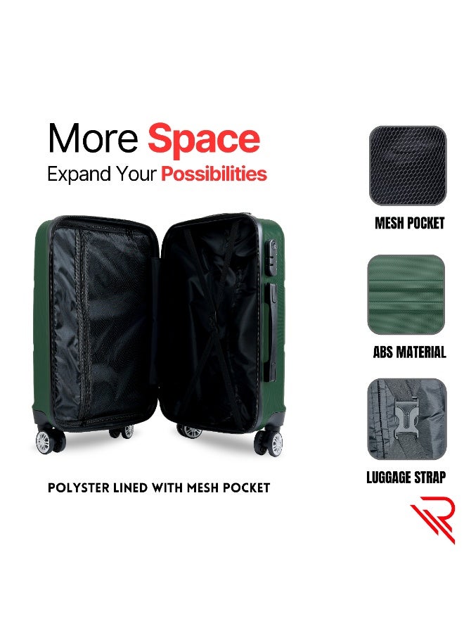Reflection ABS Cabin Luggage Airline Approved, Lightweight 20 Inch Luggage- 360° Silent Wheels, ABS Hard Suitcase Trolley, Spinner Wheels, Travel Luggage  (20-Inch , D.Green) - Image 3