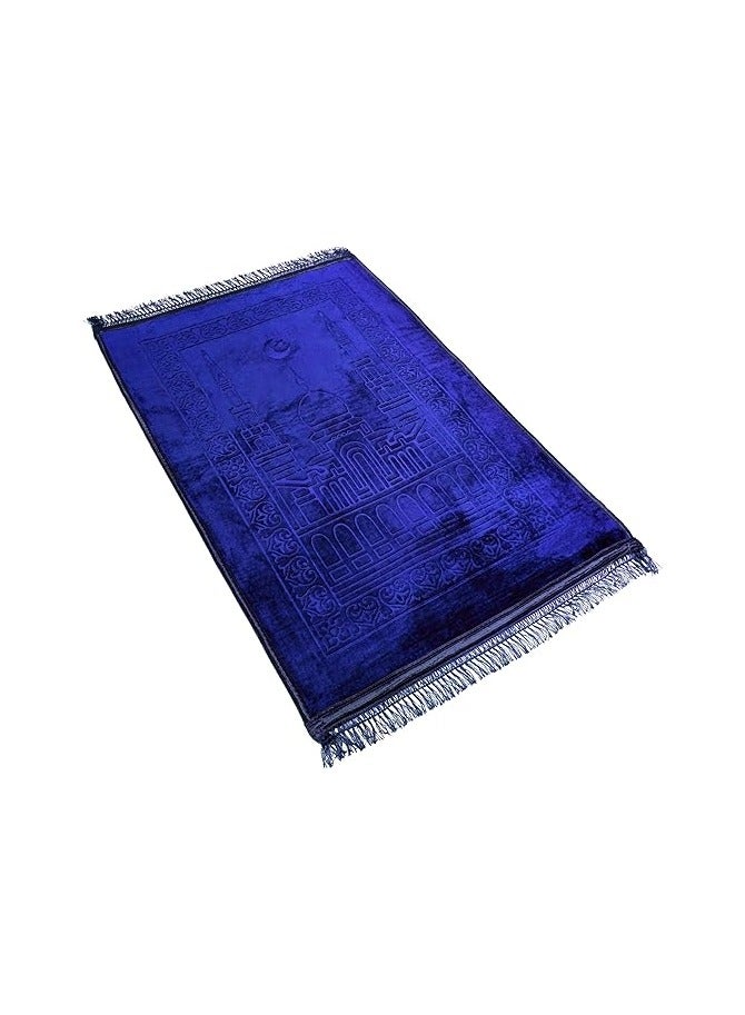 MahMir Anti-Slip Velvet Top Prayer Mat 70x110 cm ( Blue )  - Image 2