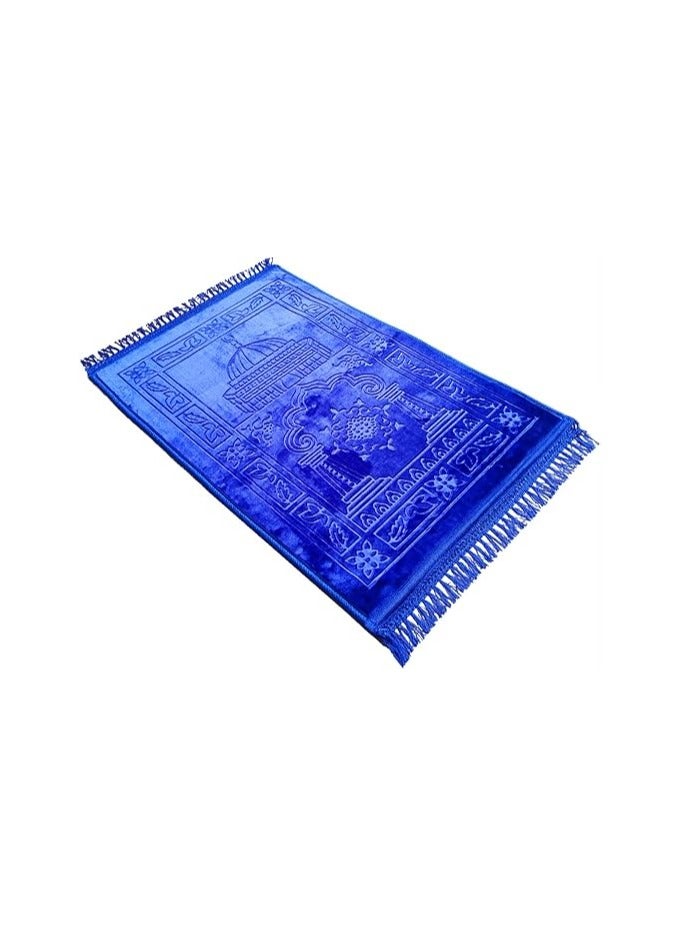 MahMir Anti-Slip Velvet Top Prayer Mat 70x110 cm ( Blue )  - Image 3