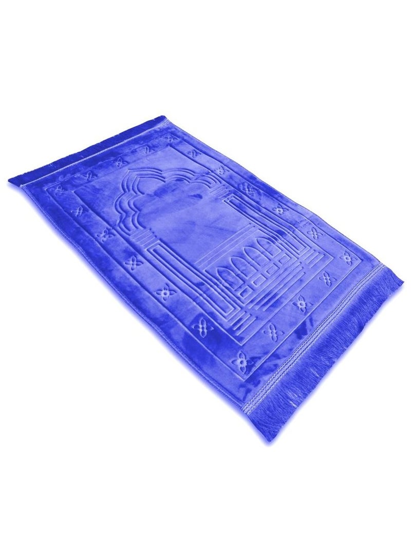 MahMir Anti-Slip Velvet Top Prayer Mat 70x110 cm ( Blue )  - Image 1