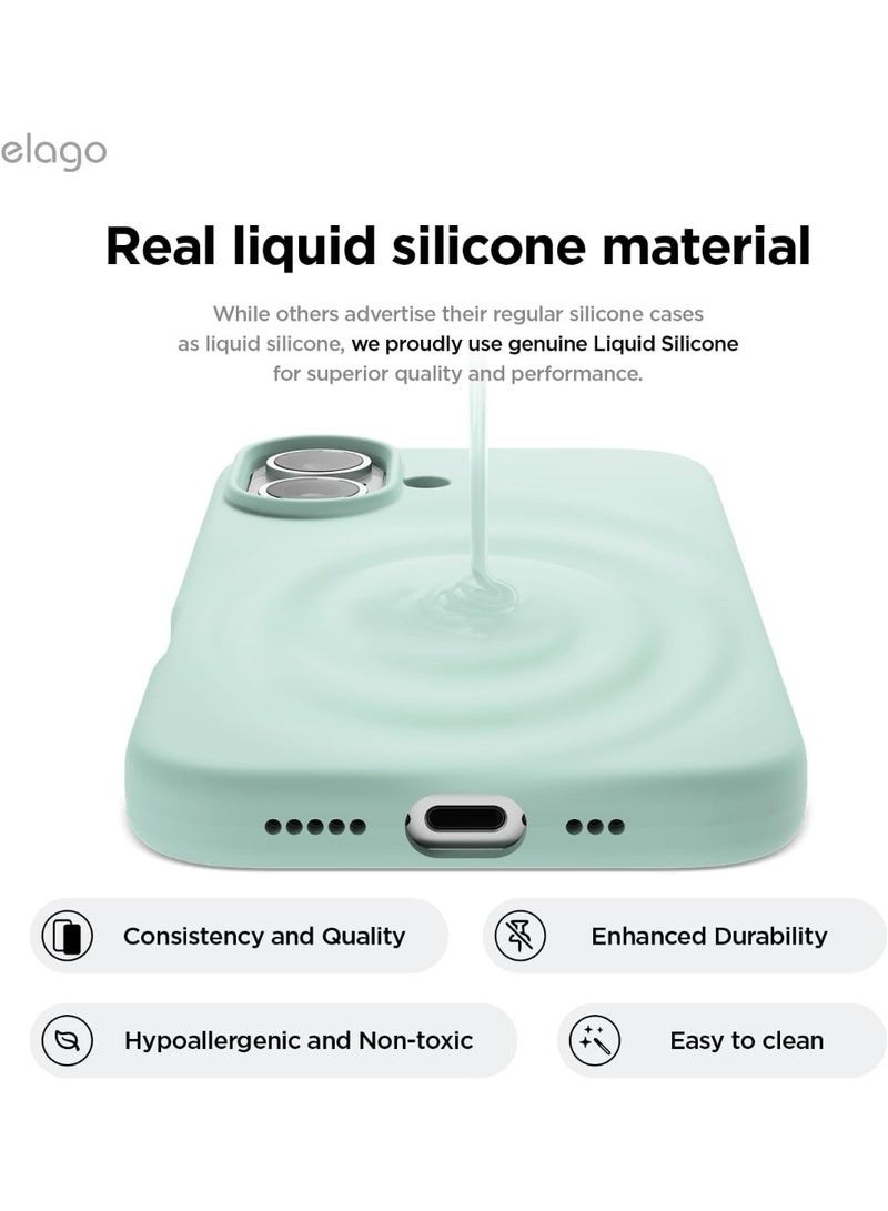 Elago Liquid Silicone for iPhone 16 Plus Case Cover Full Body Protection, Shockproof, Slim, Anti-Scratch Soft Microfiber Lining - Mint - Image 3