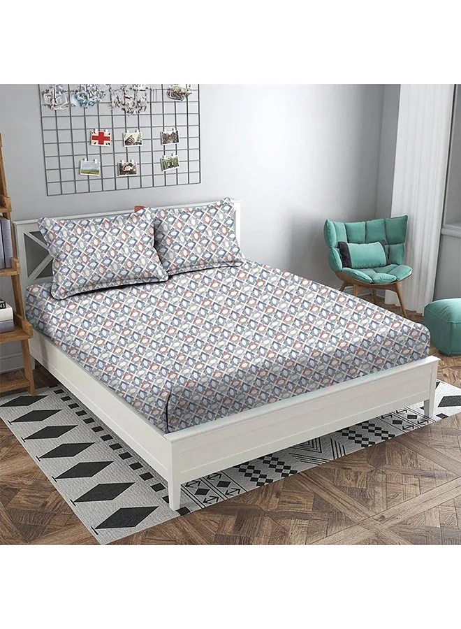 DANUBE HOME Danube Home Albany Queen Bed Fitted Sheet Set 160x200+30 cm/50x75+15 cm Maze Multicolor | 80 Cotton; 20 Lyocell Bedding Set For Bedroom