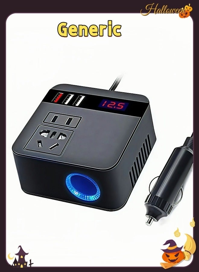 Generic 120W Car Power Inverter, DC 12/24V to 220V AC Car Inverter,3 USB Ports Charger Adapter Car Plug Converter with Switch and Current LED Screen,Suitable for Car, Truck  - Image 1