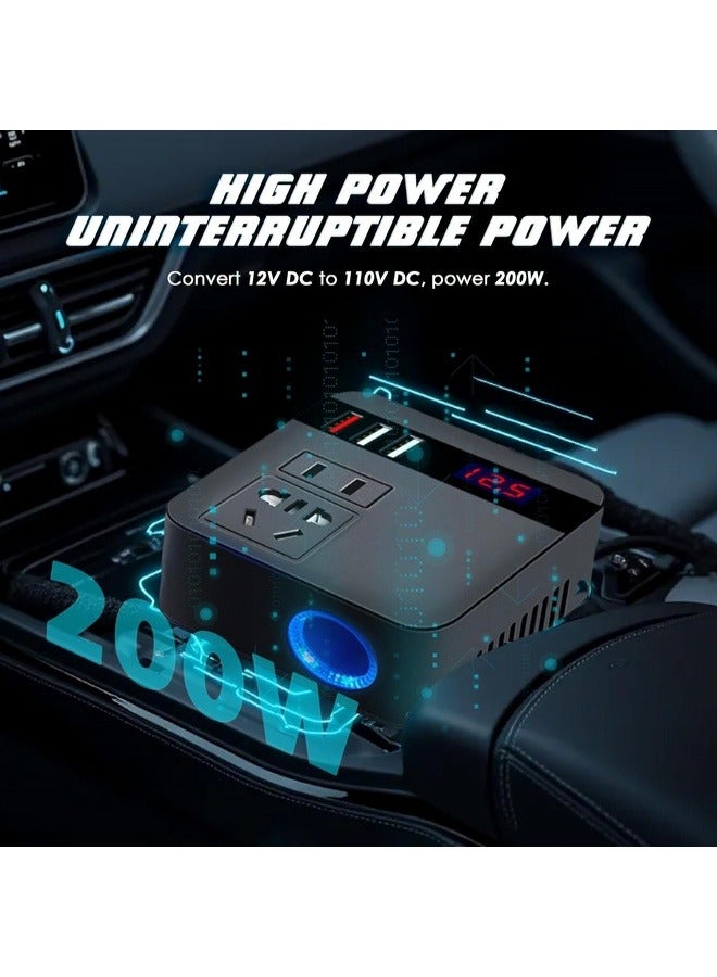 Generic 120W Car Power Inverter, DC 12/24V to 220V AC Car Inverter,3 USB Ports Charger Adapter Car Plug Converter with Switch and Current LED Screen,Suitable for Car, Truck  - Image 2
