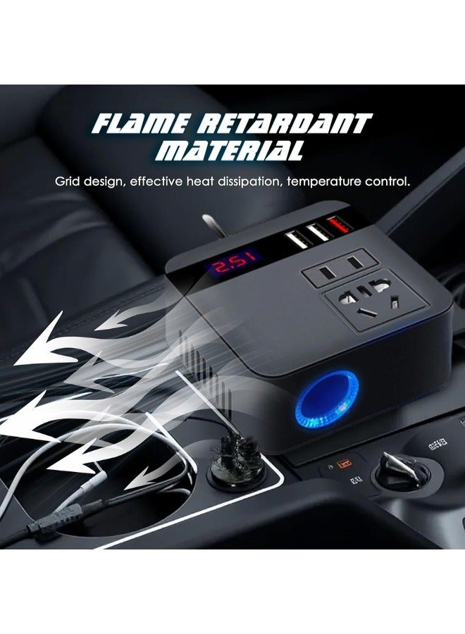 Generic 120W Car Power Inverter, DC 12/24V to 220V AC Car Inverter,3 USB Ports Charger Adapter Car Plug Converter with Switch and Current LED Screen,Suitable for Car, Truck  - Image 4