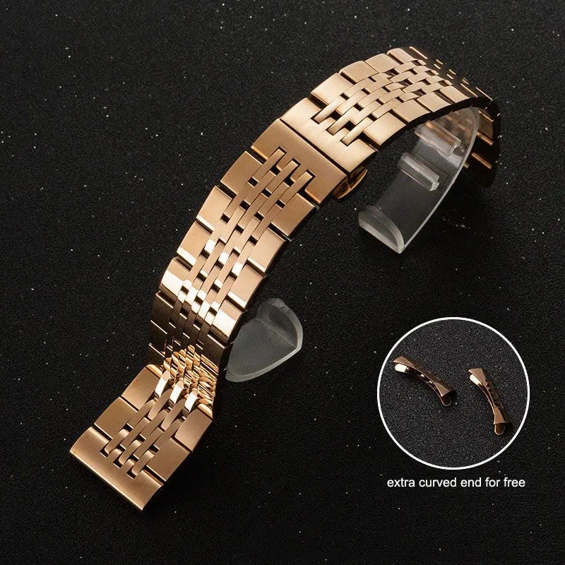 Y&D 12mm to 24mm Seven Beads Solid Stainless Steel Watch Band – Classic Metal Strap Replacement for Apple Watch with 7 Links - Image 1