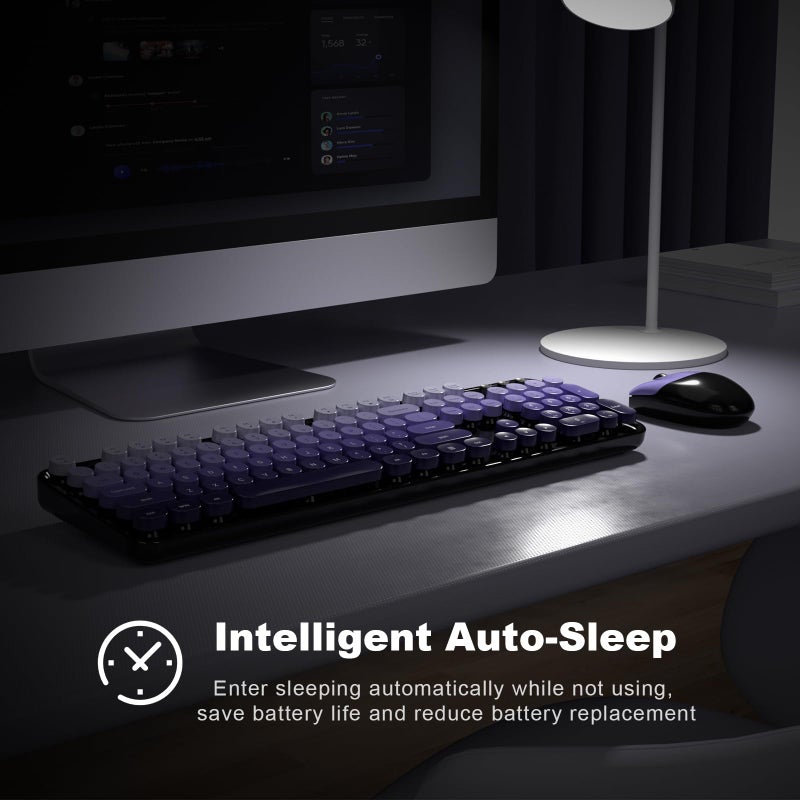 KNOWSQT Wireless Keyboard and Mouse Combo - Black-Purple Colorful 2.4G Typewriter Full-Size Cute Keyboards - USB Receiver Plug and Play, for Computer, PC, Laptop, Desktop, Windows - Image 4
