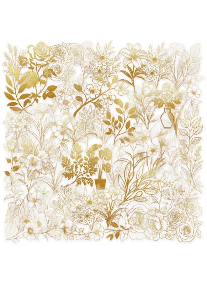 NIBEMINENT 50 Pcs Cartoon Golden Plant Deco Kit Waterproof Stickers, High Definition Printing Bright Colors, Suitable for Laptop Skateboard Luggage Water Bottle Guitar DIY - Image 1