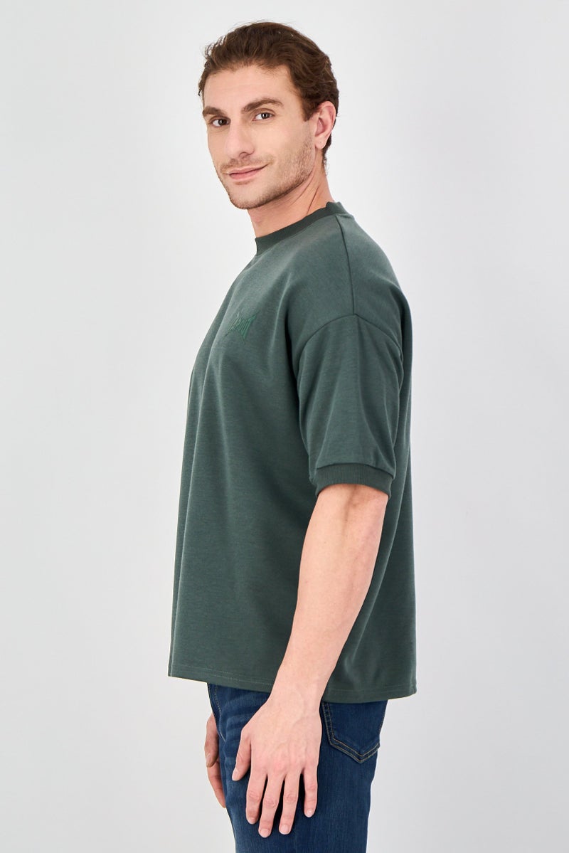 TapouT Men Crew Neck Short Sleeve Brand Logo T-Shirt, Dark Green - Image 2