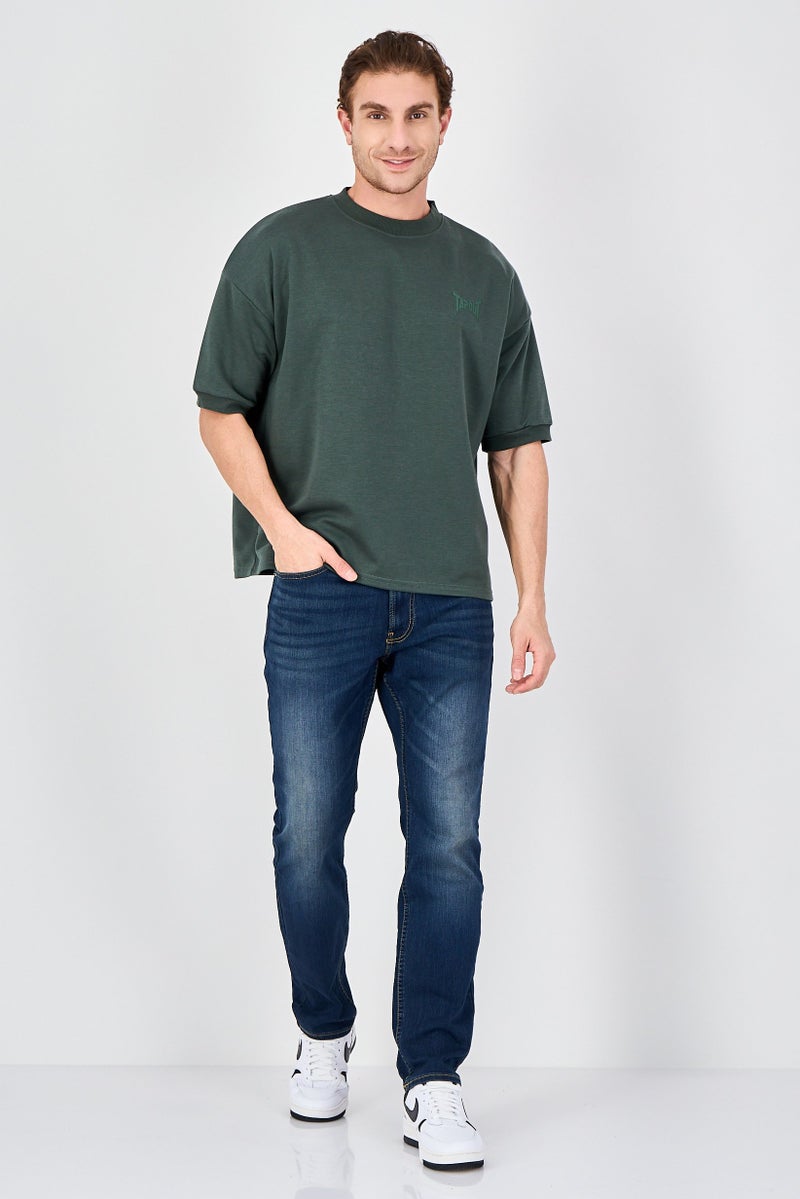 TapouT Men Crew Neck Short Sleeve Brand Logo T-Shirt, Dark Green - Image 4