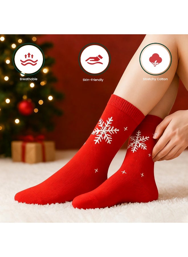 VUCATIN جوارب عيد الميلاد للنساء/الرجال، 5 أزواج من جوارب عيد الميلاد المزينة برسومات كرتونية لطيفة على شكل شجرة عيد الميلاد ورجل ثلج ورنة، هدية مثالية للعطلات - Image 2