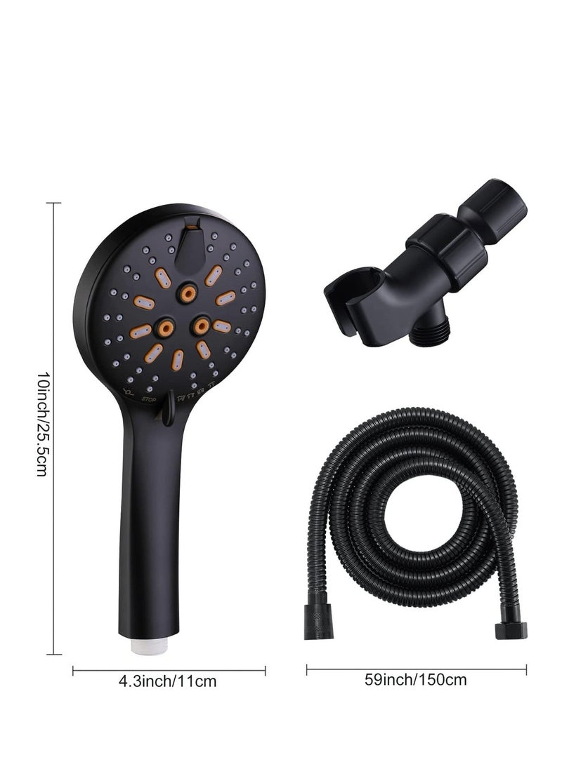 Handheld Shower Head Set Stainless Steel Bath Showerheads, Shower Heads High Pressure With 6 Function Setting Multi functions Shower Head Holder 9.8Inch Shower Sprinkler - Image 5