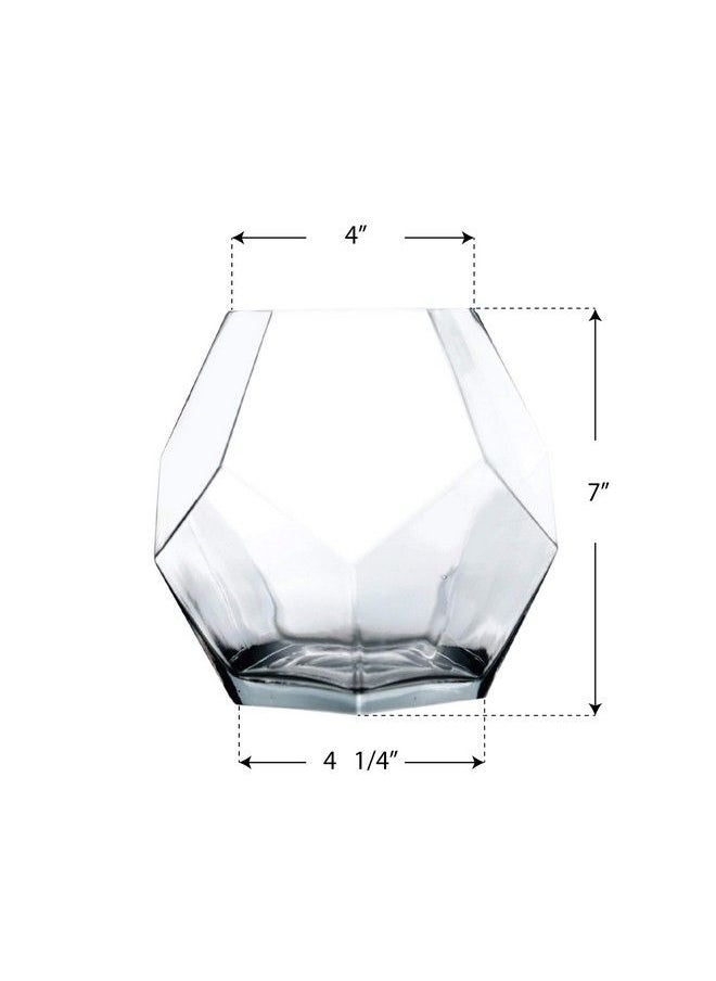 CYS EXCEL 7" Clear Glass Geometric Terrarium Bowl ; Prism Honeycomb Plant Vase ; Hexagon Design Candle Holder Container  - Image 5