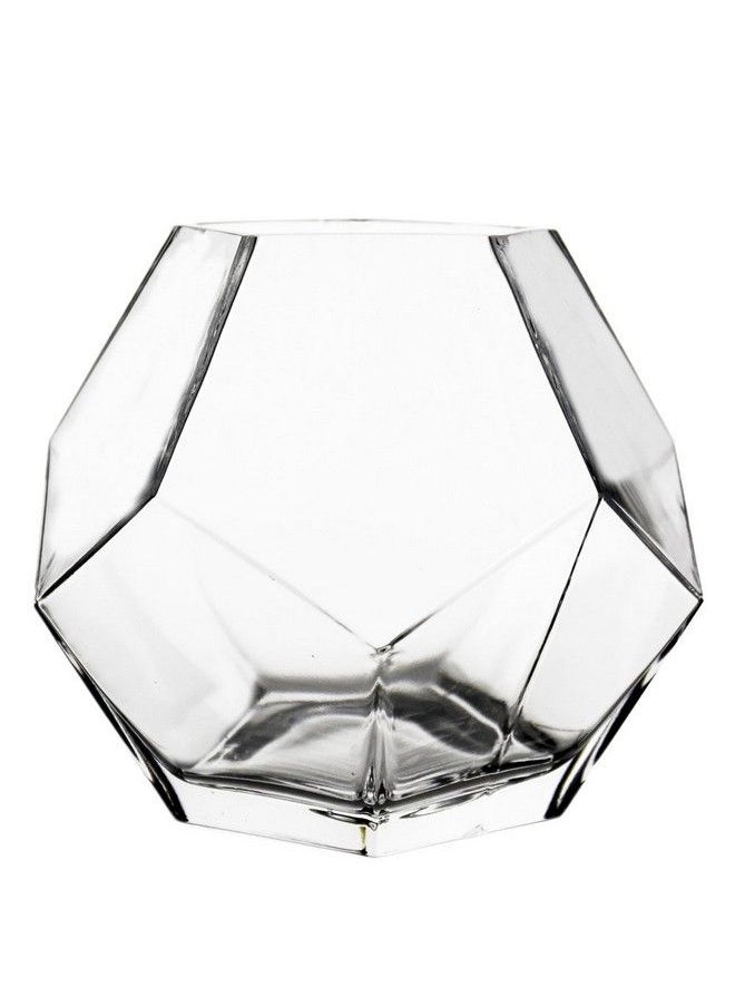 CYS EXCEL 7" Clear Glass Geometric Terrarium Bowl ; Prism Honeycomb Plant Vase ; Hexagon Design Candle Holder Container  - Image 2