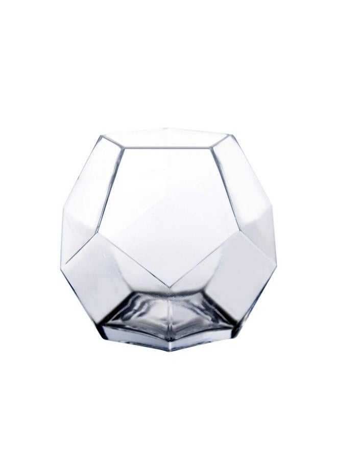 CYS EXCEL 7" Clear Glass Geometric Terrarium Bowl ; Prism Honeycomb Plant Vase ; Hexagon Design Candle Holder Container  - Image 3