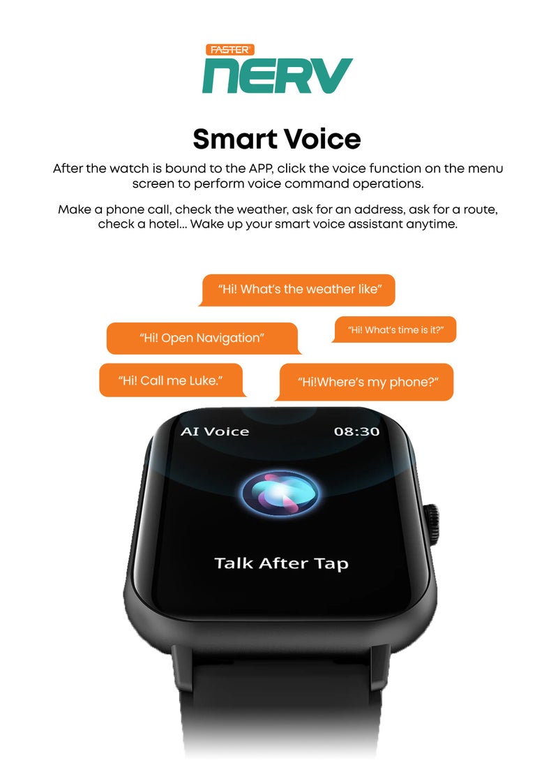 Faster - Smart Watch 1 - 1.83" HD Display, Bluetooth Calling, Fitness Tracker, Sports Modes, Heart Rate & Sleep Monitoring, IP68 Waterproof, 230mAh Battery, Compatible with Android & iOS - Image 1