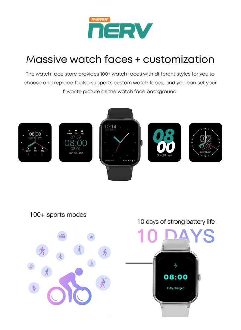 Faster - Smart Watch 1 - 1.83" HD Display, Bluetooth Calling, Fitness Tracker, Sports Modes, Heart Rate & Sleep Monitoring, IP68 Waterproof, 230mAh Battery, Compatible with Android & iOS - Image 1