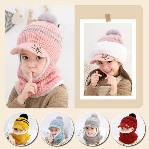 Krystle Woolen Warm Pom Pom Monkey Cap Beanie Hat with Anti Flop Brim Winter Accessories for Baby Boys and Girls for 5-8 Years (Yellow)-(Pack of 01) - Image 3