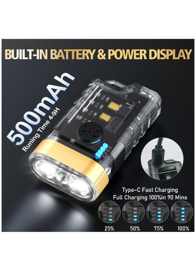 Generic Mini LED Flashlight with 365nm UV Black Light - Compact 1500 LM USB-C Rechargeable Keychain Flashlight with COB Side Light, Magnetic Base, 9 Modes, IPX5 Waterproof - 2 Pack  - Image 4