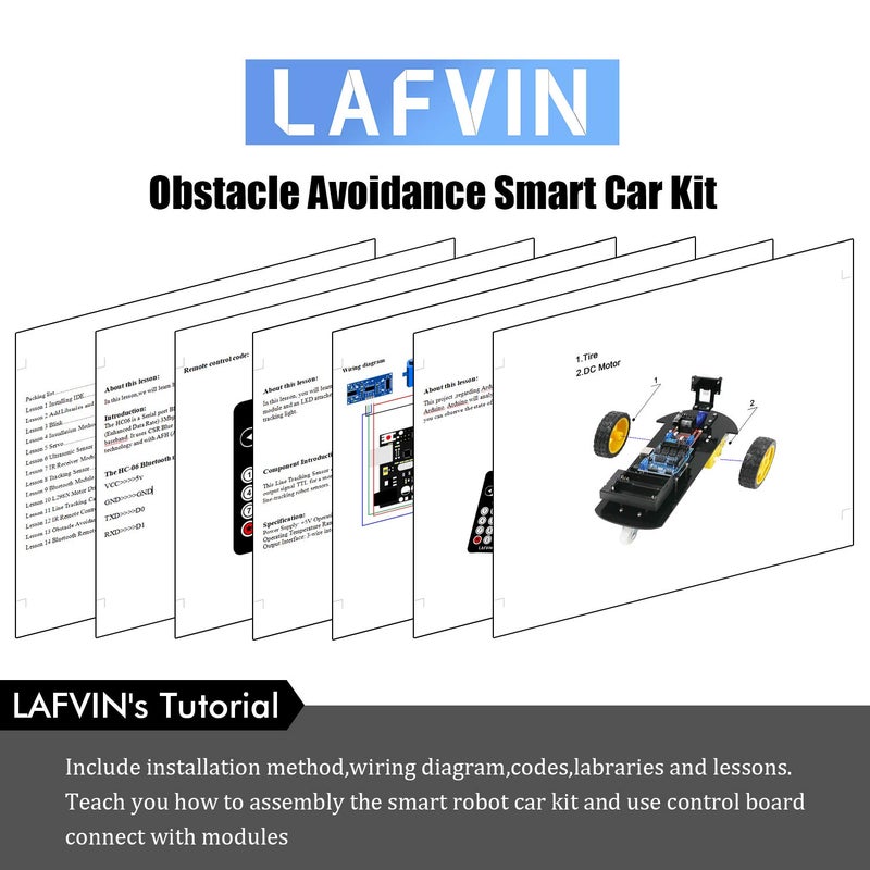 LAFVIN Smart Robot Car 2WD Chassis Kit with Ultrasonic Module R3 Board,Remote Compatible with Arduino IDE DIY Kit - Image 5