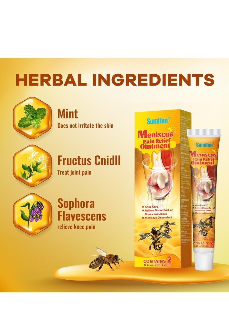 2 Pcs Meniscus Pain Relief Ointment Bee Venom Ointment for Relieve Sore Joints,Muscles and Joints, knees and feet - Image 5