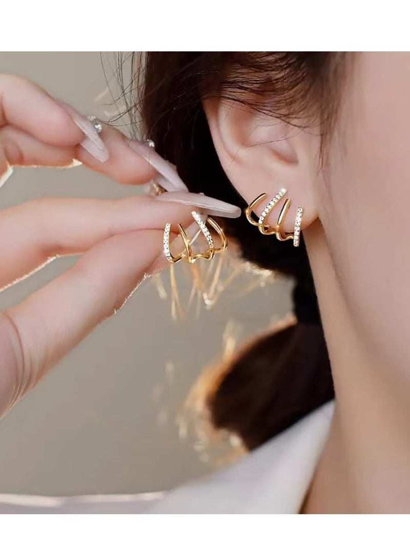 Barakah Earrings for Women, Fashionable and Generous 925 Silver Needle Gold Crystal Hypoallergenic Girls Gift - Image 3