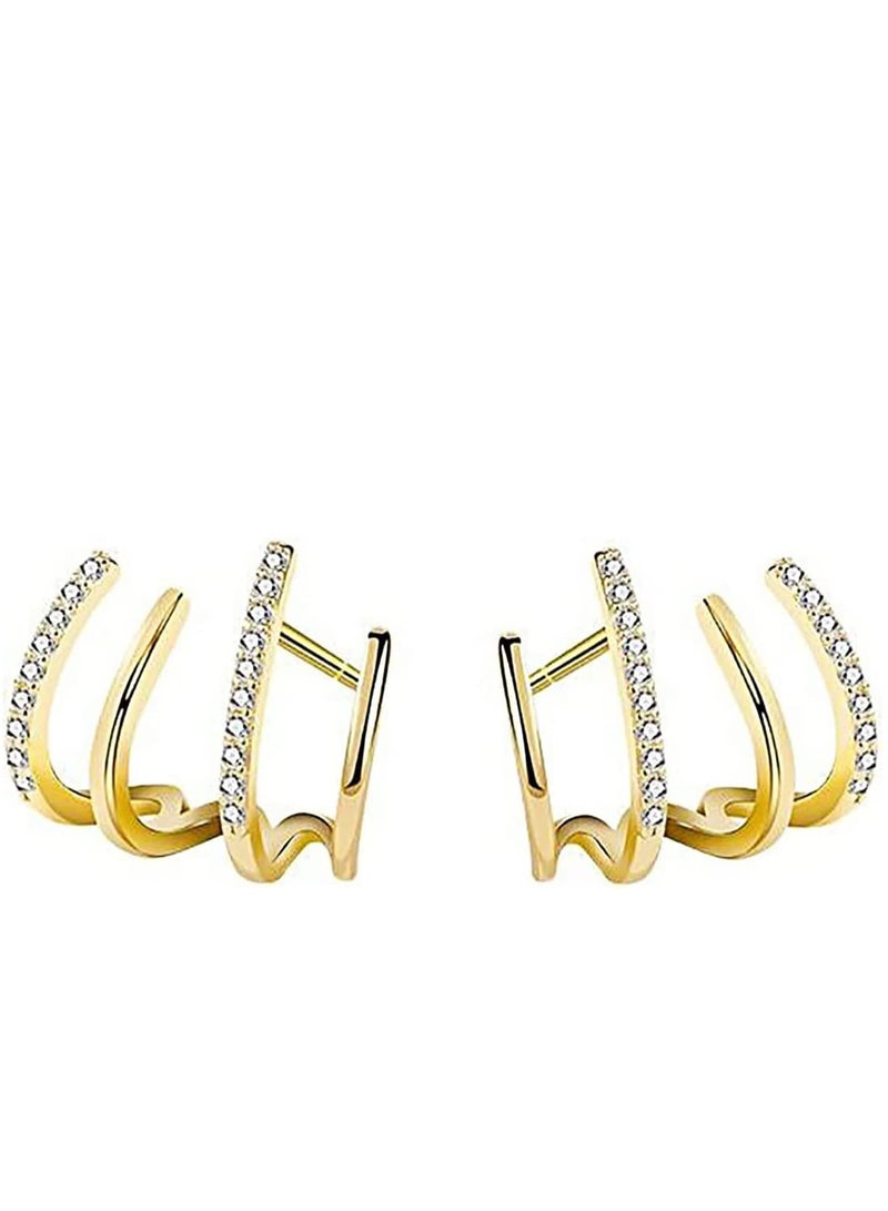 Barakah Earrings for Women, Fashionable and Generous 925 Silver Needle Gold Crystal Hypoallergenic Girls Gift - Image 1