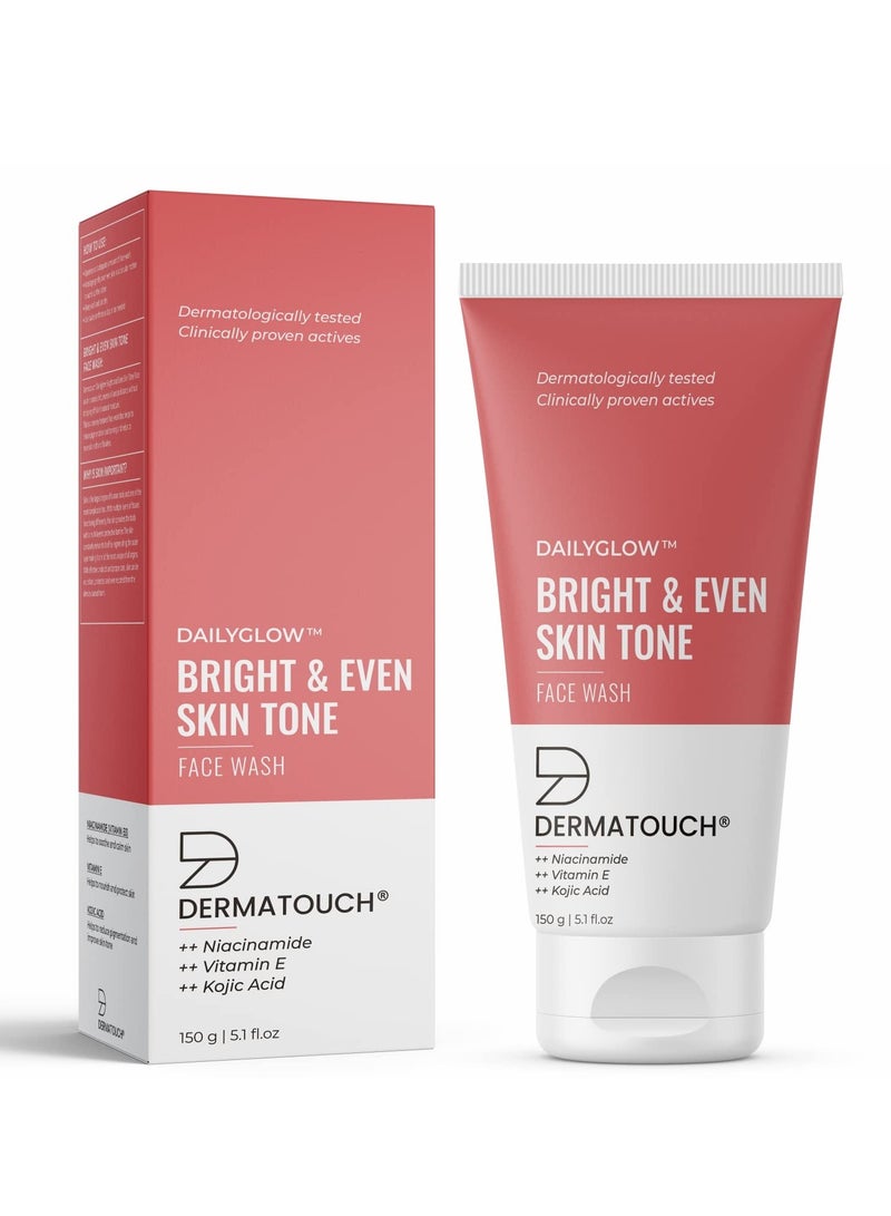 DERMATOUCH Bright & Even Tone Face Wash with Niacinamide, Vitamin E and Kojic Acid | Daily Gentle Face Cleanser For Tan, Pigmentation, Uneven Tone -150G - Image 1