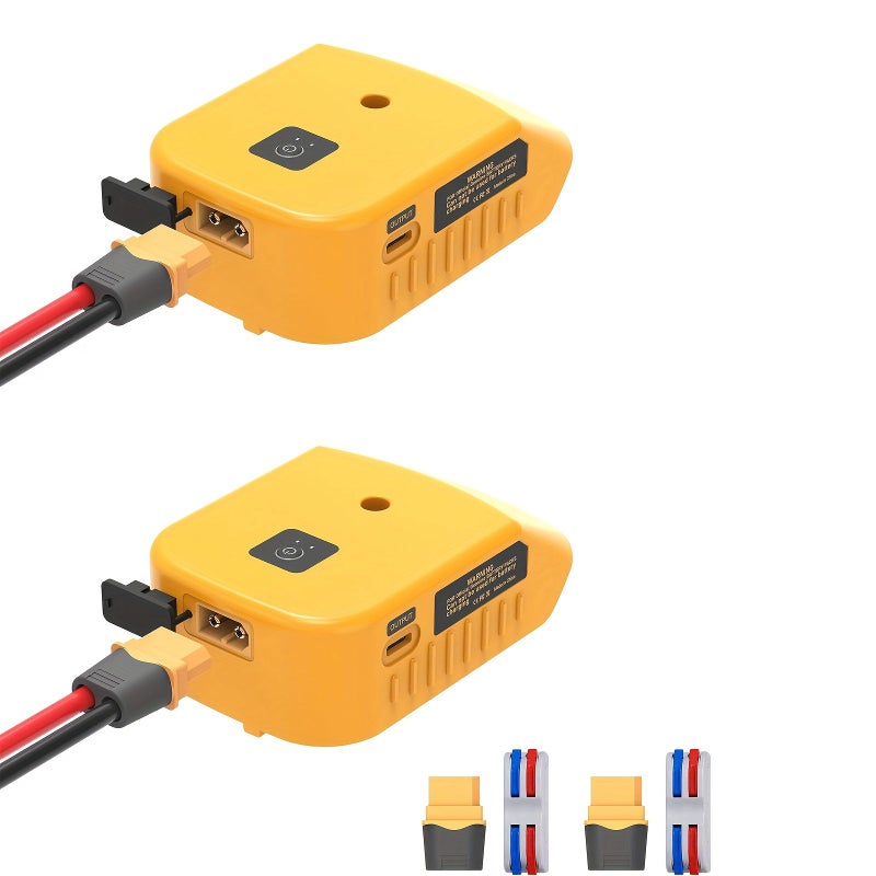 محول شحن USB متعدد الوظائف ومحول بطارية، عدد 2، متوافق مع بطارية 20 فولت، 2 منفذ USB ومنفذ شحن سريع Type-C واحد، منفذ DC XT60 - Image 1