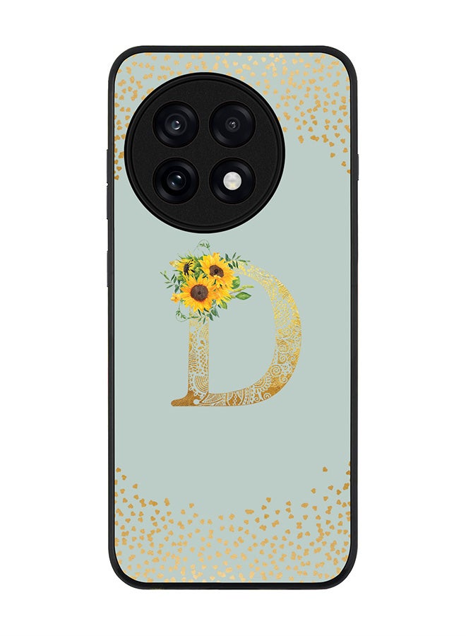Stylizedd For OnePlus 13R / Ace 5 Pro Case,Slim fit Camera Protection, Shockproof Thin Phone cover  - Custom Floral Monogram - D  (Light Grey )
