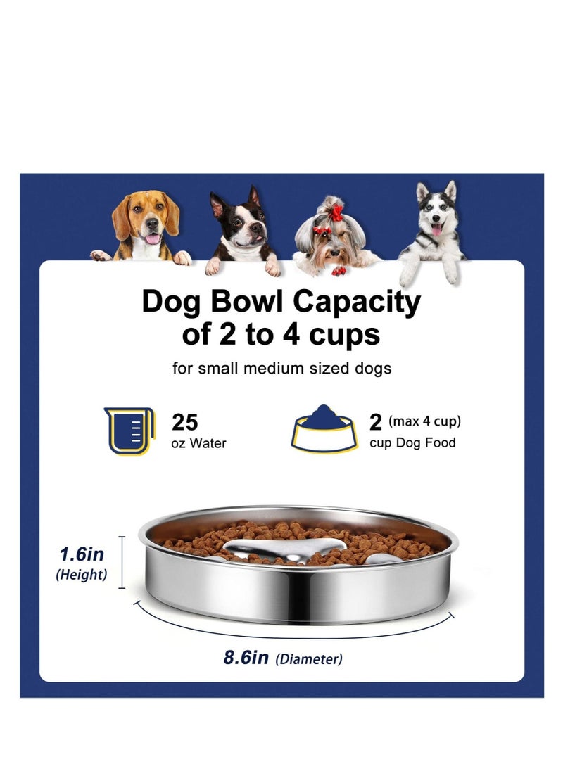 Generic Slow Feeder Dog Bowls 304 Stainless Steel, Metal Dog Food Bowls,  Dog Water Bowl for Small & Medium Sized Dogs, Fun Bloat Stop Pet Bowl for Fast Eaters, Slows Down Pets Eating  - Image 2