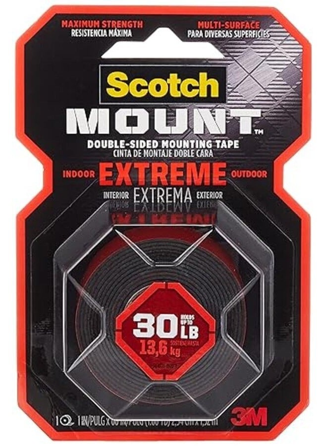 سكوتش شريط التثبيت المزدوج من Scotch Mount Extreme - أحمر 414P، 1 بوصة × 60 بوصة (2,54 سم × 1,52 متر)، 1 لفة/عبوة - Image 1